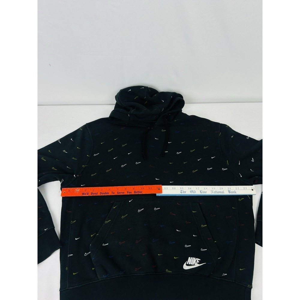 Nike Sportswear Club Fleece Allover Printed Swoosh Hoodie Mens Medium Black - Picture 11 of 16
